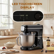 Stand Mixer for Easy Family Baking with Large 6L Bowl and 11 Speeds Black AOSOM