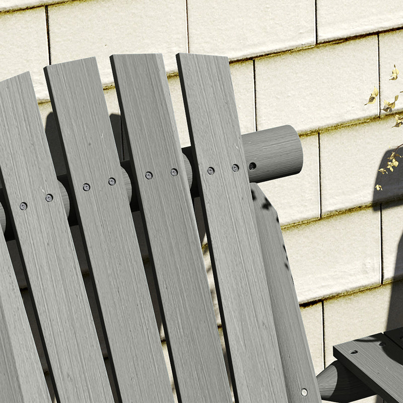 Grey Wooden 2 Seater Garden Bench with Centre Coffee Table by Outsunny