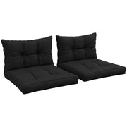 2 Piece Garden Chair Cushions Set with Back Support for Indoor or Outdoor Use Black AOSOM