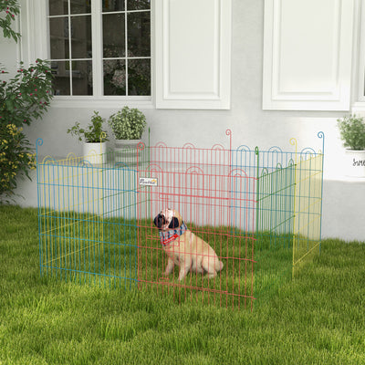 Eight Panel Pet Playpen Crate with Door for Indoor and Outdoor Use 60cm High Black