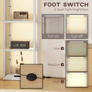 LED Floor Lamp with 4 Glass Shelves Dimmable Column Light for Living Room or Bedroom Grey