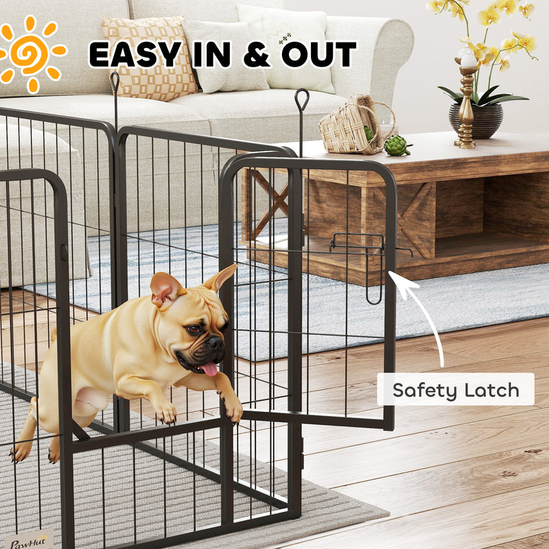 12 Panel Heavy Duty Dog Playpen with Doors for Small Dogs 60 cm High Black by PawHut