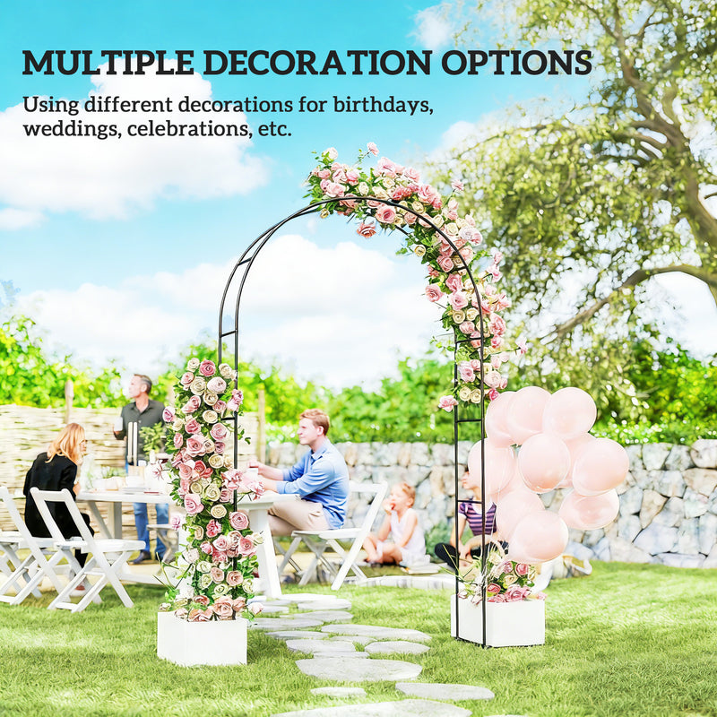 Garden Arch for Patios and Hard Surfaces with Stable Base for Events and Climbing Plants Black Outsunny
