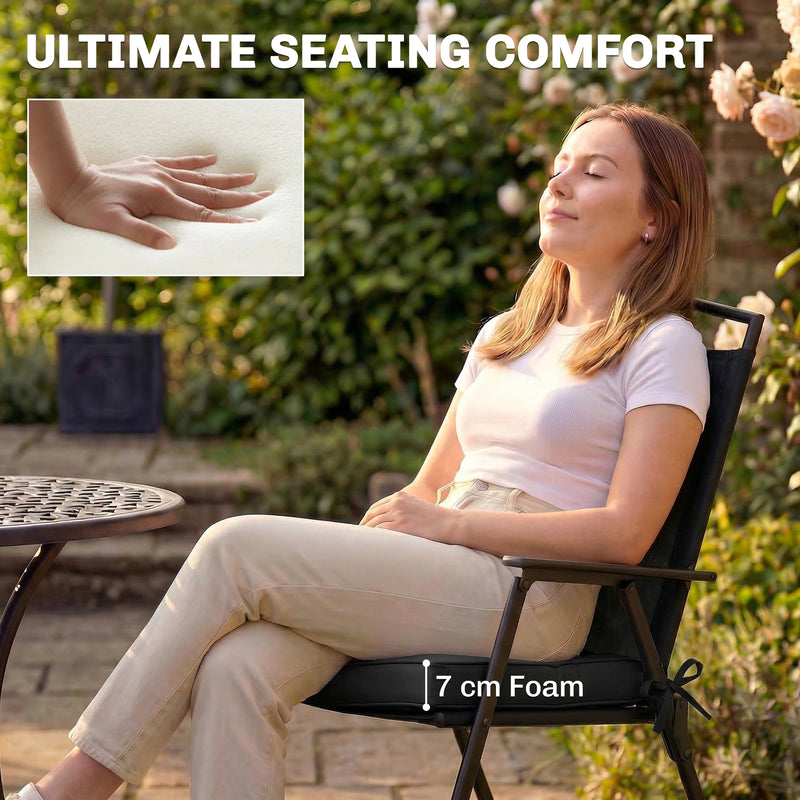 Outdoor Seat Cushions for Garden Chairs with Thick Foam and Easy Clean Covers Black Outsunny