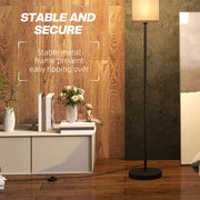 Modern Black Floor Lamp with Linen Shade and Foot Switch for Living Room or Bedroom by HOMCOM