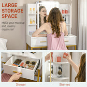 White LED Light Dressing Table with Stool Modern Makeup Vanity by HOMCOM