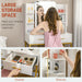 White LED Light Dressing Table with Stool Modern Makeup Vanity by HOMCOM