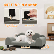 Elevated Dog Sofa Bed with Backrest and Armrests for Small Pets Ideal for Indoors Grey