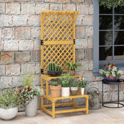Wooden Plant Stand with Trellis Natural Finish for Garden and Patio by Outsunny