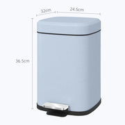 Light Blue 12L Metal Kitchen Bin with Modern Boxy Design by HOMCOM