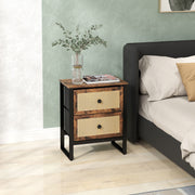 Brown Industrial Bedside Table With 2 Drawers by HOMCOM