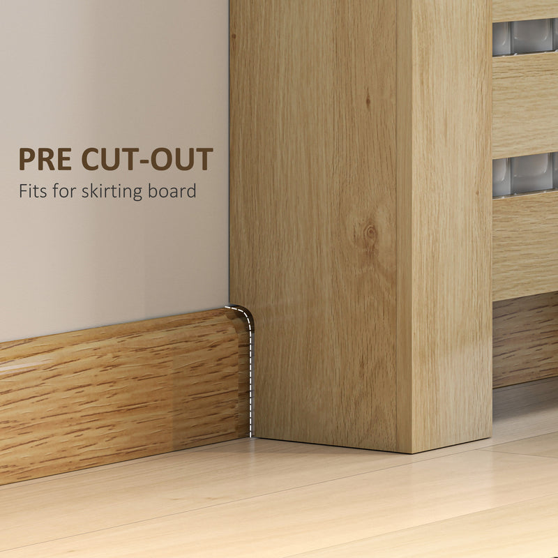 Radiator Cover with Slatted Front and Storage Drawer for Safe Family Homes Oak Homcom