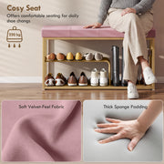 Shoe Storage Bench with Padded Seat for Hallway Organisation Pink AOSOM