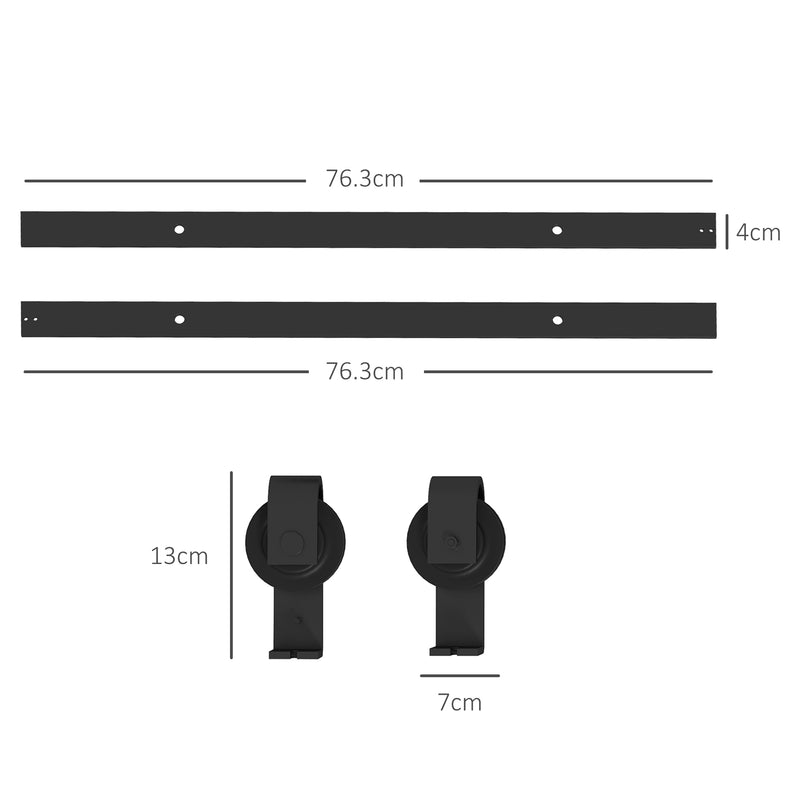 Sliding Door Track Kit for Folding Doors Space Saving Hardware for Home Black