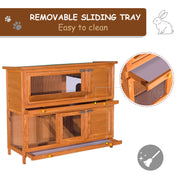 Large Wooden Guinea Pig Hutch With Antifungal Fir Boards For Outdoor Use, Yellow AOSOM
