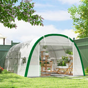 Walk In Polytunnel Greenhouse With Mesh Windows And Zipped Doors For Garden Use White AOSOM