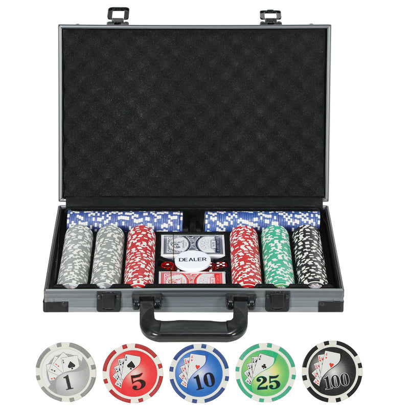 400 Piece Poker Chips Set with Mat Numbered Chips and Case for Texas Holdem Grey AOSOM