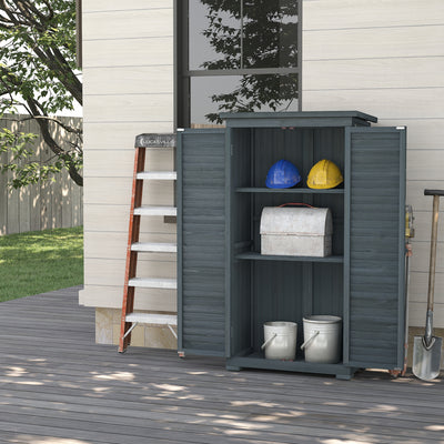 Grey Fir Wood Garden Storage Cabinet 39.5 x 79cm by Outsunny