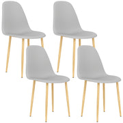 Set of 4 Grey Modern Dining Chairs with Backrest and Steel Legs for Kitchen or Dining Room by HOMCOM