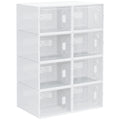 8 Piece Clear Plastic Stackable Shoe Storage Boxes with Magnetic Doors for UK EU Size 8.5 by HOMCOM