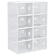 8 Piece Clear Plastic Stackable Shoe Storage Boxes with Magnetic Doors for UK EU Size 8.5 by HOMCOM