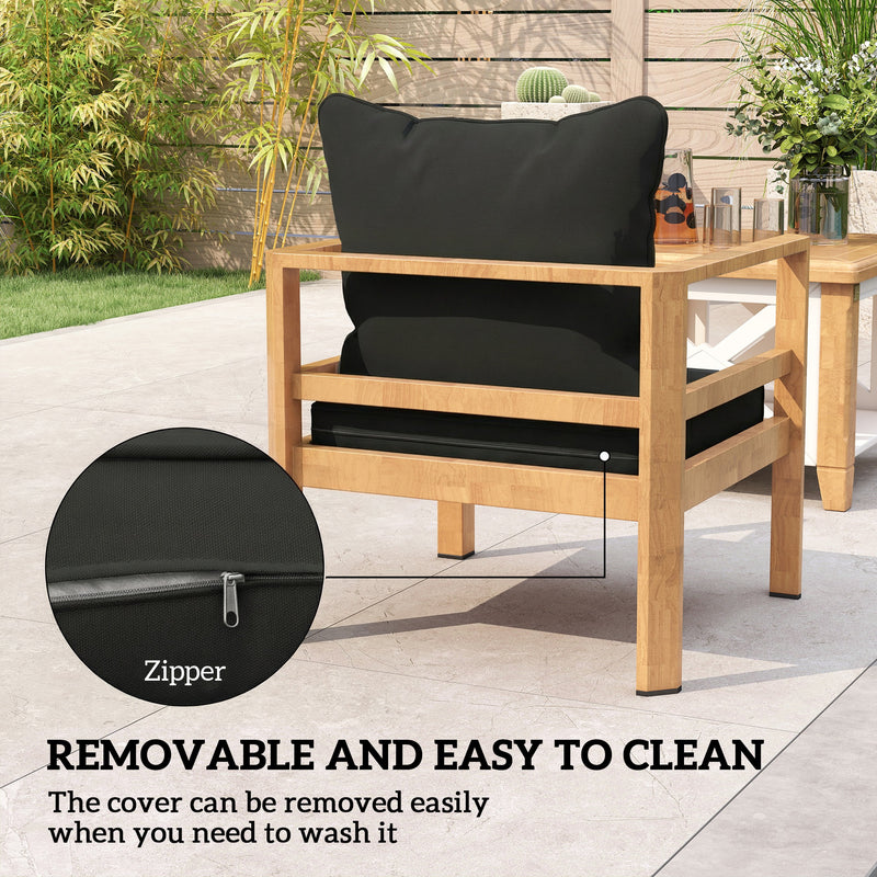 Garden Chair Cushion Set with Thick Padding and Washable Covers Black Outsunny