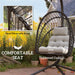 Black Rattan Hanging Egg Chair with Cushion and Metal Stand for Garden or Indoor Use by Outsunny