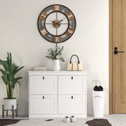 Shoe Storage Cabinet for Hallway Organisation with Four Drop-Down Compartments White AOSOM