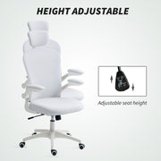 White Ergonomic Mesh Office Chair With Lumbar Support Headrest And Adjustable Design