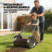 Compost Spreader with Adjustable Handle for Easy Lawn and Garden Care Black AOSOM