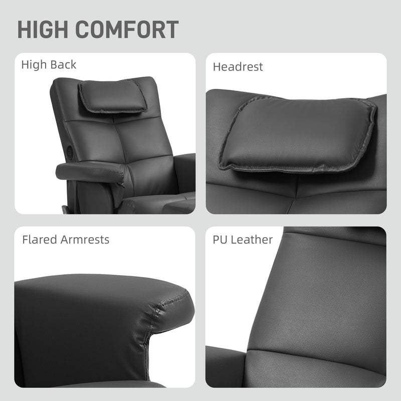 Black Faux Leather Massage Recliner Chair with Storage Ottoman by HOMCOM