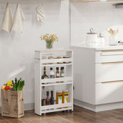 Slim Bathroom Storage Trolley with Wheels for Small Spaces White Kleankin