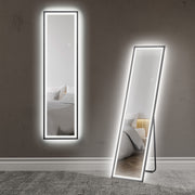 Full Length Black Mirror 150 x 40cm with Adjustable LED Lights by HOMCOM