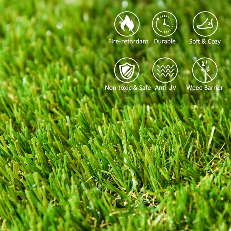 10 Piece Artificial Grass Turf Set 25mm Pile Height Ideal for Outdoors, Green AOSOM