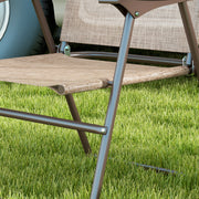 Set of 2 Folding Garden Chairs with Breathable Mesh Seats in Mixed Brown by Outsunny