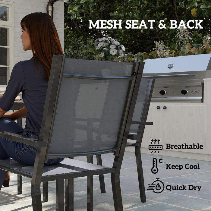 7 Piece Garden Dining Set with Stackable Chairs and Slatted Table by Outsunny
