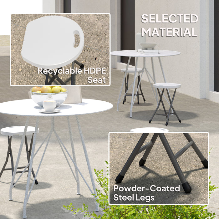 Set of Four White Folding Carry Stools Lightweight and Portable by Outsunny