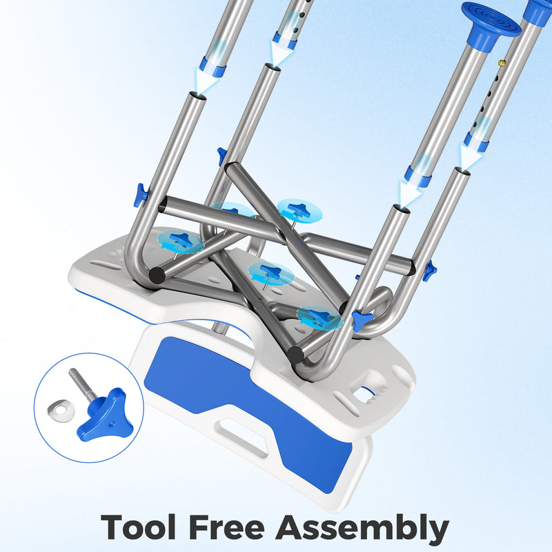 Adjustable Shower Stool With Padded Seat and Non Slip Feet for Safer Bathing White AOSOM