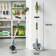 Cordless Garden Tiller for Easy Soil Preparation and Weeding with Adjustable Handle Grey AOSOM