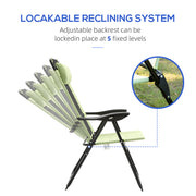 Set of 2 Folding Recliner Sun Loungers with Adjustable Backrest for Garden Use Green Outsunny