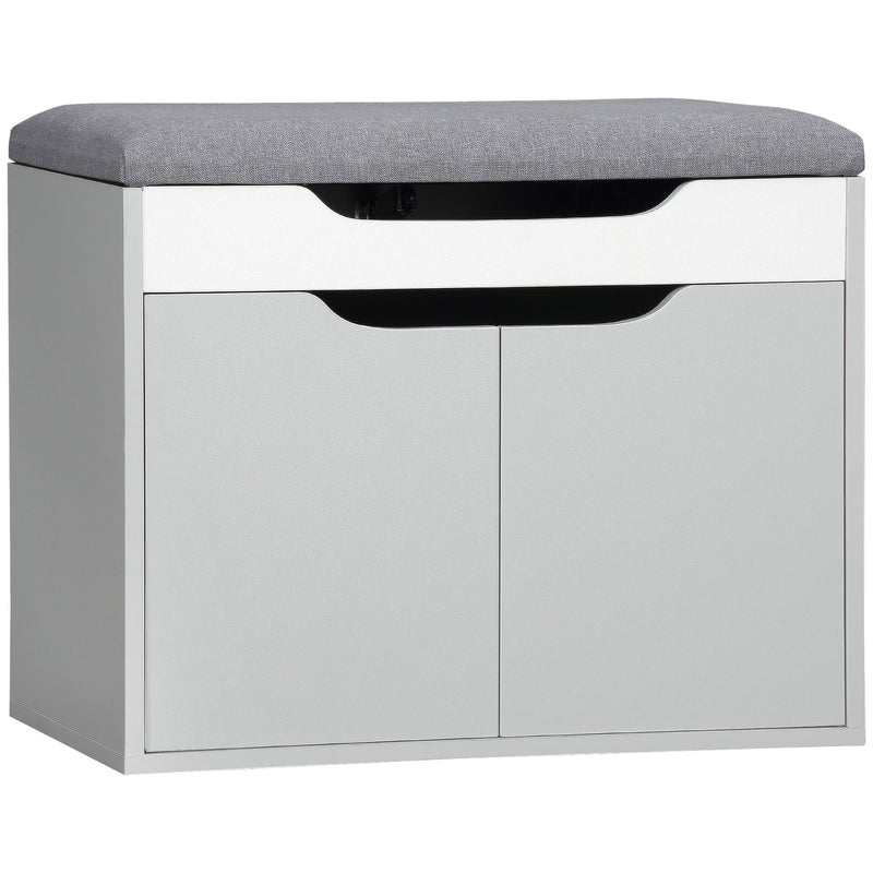 Shoe Storage Bench For Hallway With Padded Seat And Adjustable Shelf, Grey Homcom