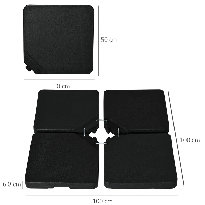 Four Piece Black Plastic Cantilever Parasol Base Strong and Durable by Outsunny