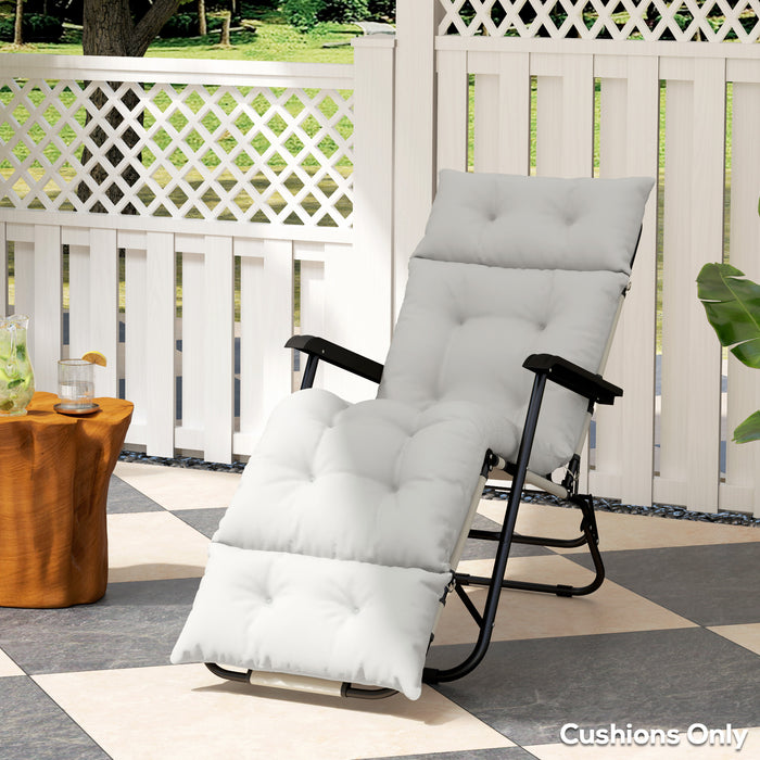 Light Grey Sun Lounger Cushion 190x56x10cm Thick Garden Chair Pad with UPF20+ Fabric by Outsunny