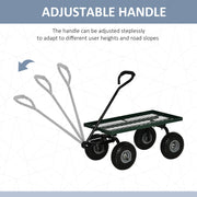 Heavy Duty Garden Trolley Cart With Pneumatic Wheels And Steel Frame For Outdoor Use Green AOSOM