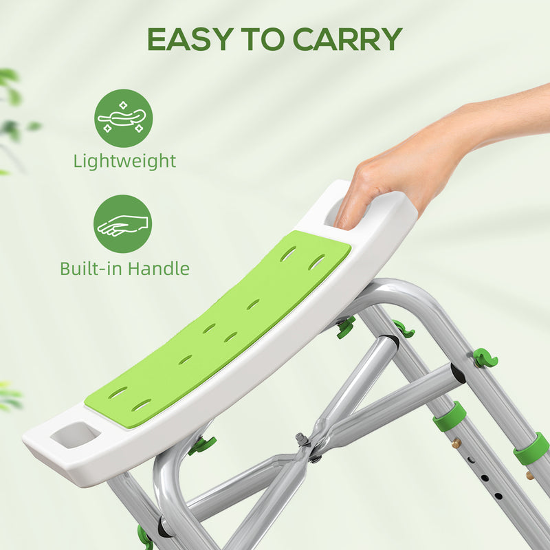 Adjustable Height Aluminium Shower Stool With Non Slip Feet For Bathroom Safety Green
