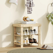 3 Tier Bamboo Shoe Storage Bench With Seat For Hallway Or Entryway, Natural Wood AOSOM