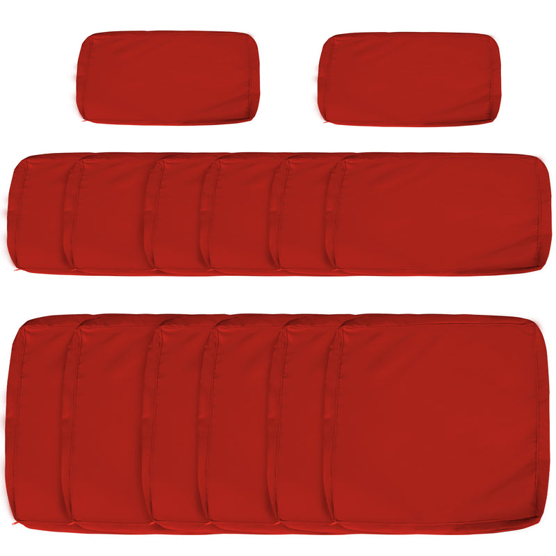 Red Set of 14 Outdoor Cushion Covers Water Resistant by Outsunny