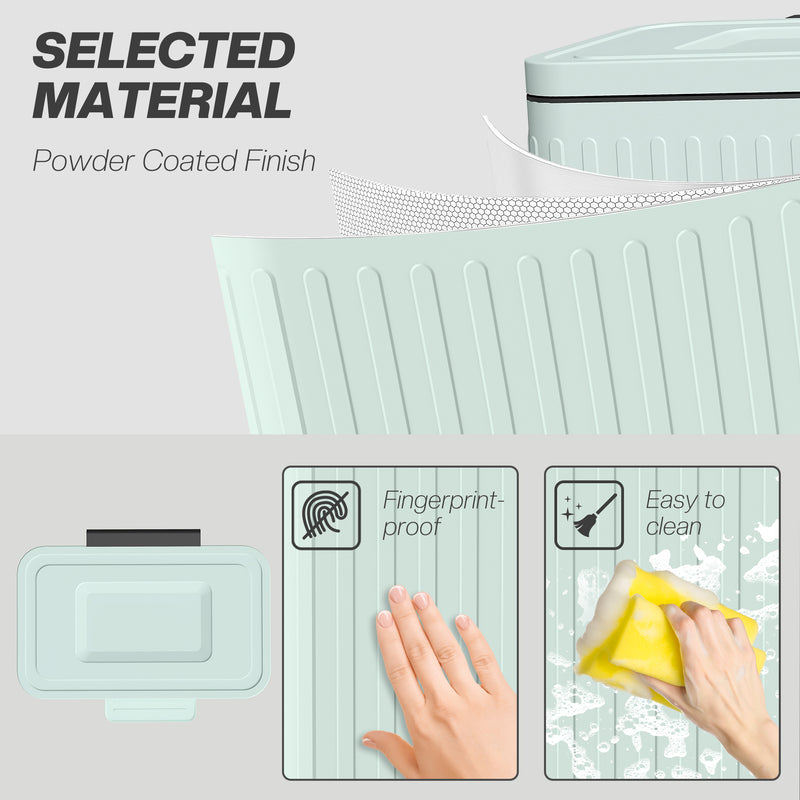 40L Double Compartment Indoor Recycling Bin with Soft Close Lid and Pedal in Green