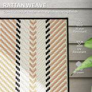 Orange Rattan Reclining Garden Chairs with Adjustable Backrest and Cushions by Outsunny