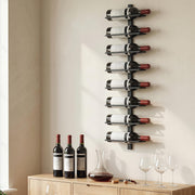 Wall Mounted Wine Rack for 8 Bottles Space Saving Steel Storage Black AOSOM
